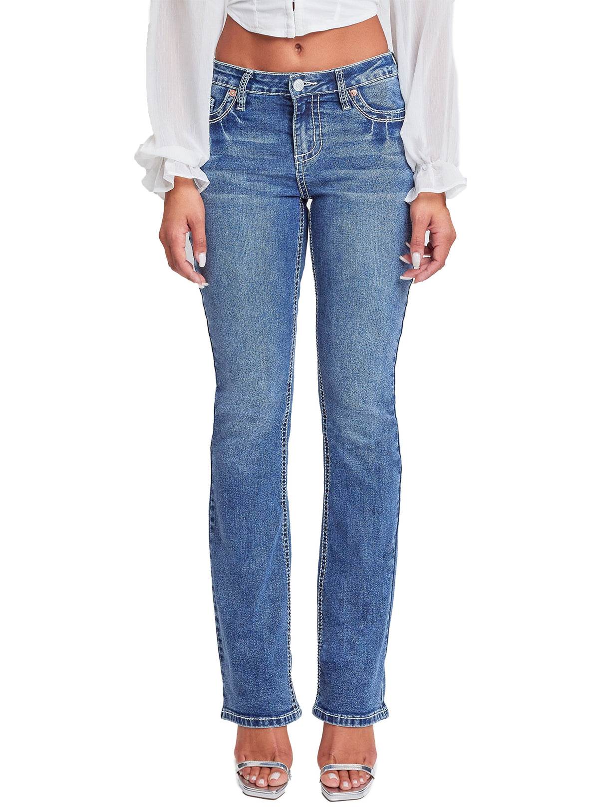 Women’s Premium Heavy Stitch Mid-Rise Bootcut Jeans From YMI JEANS