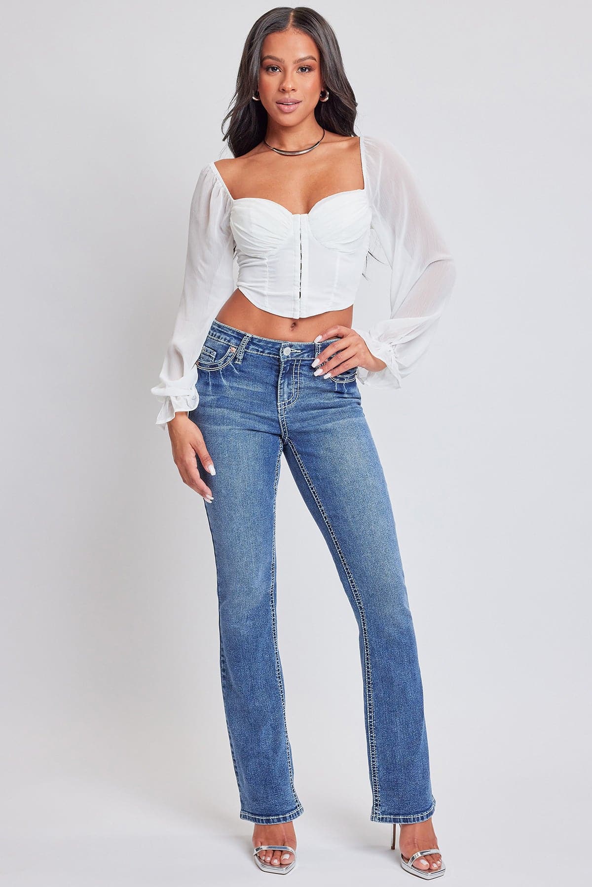 Women’s Premium Heavy Stitch Mid-Rise Bootcut Jeans From YMI JEANS