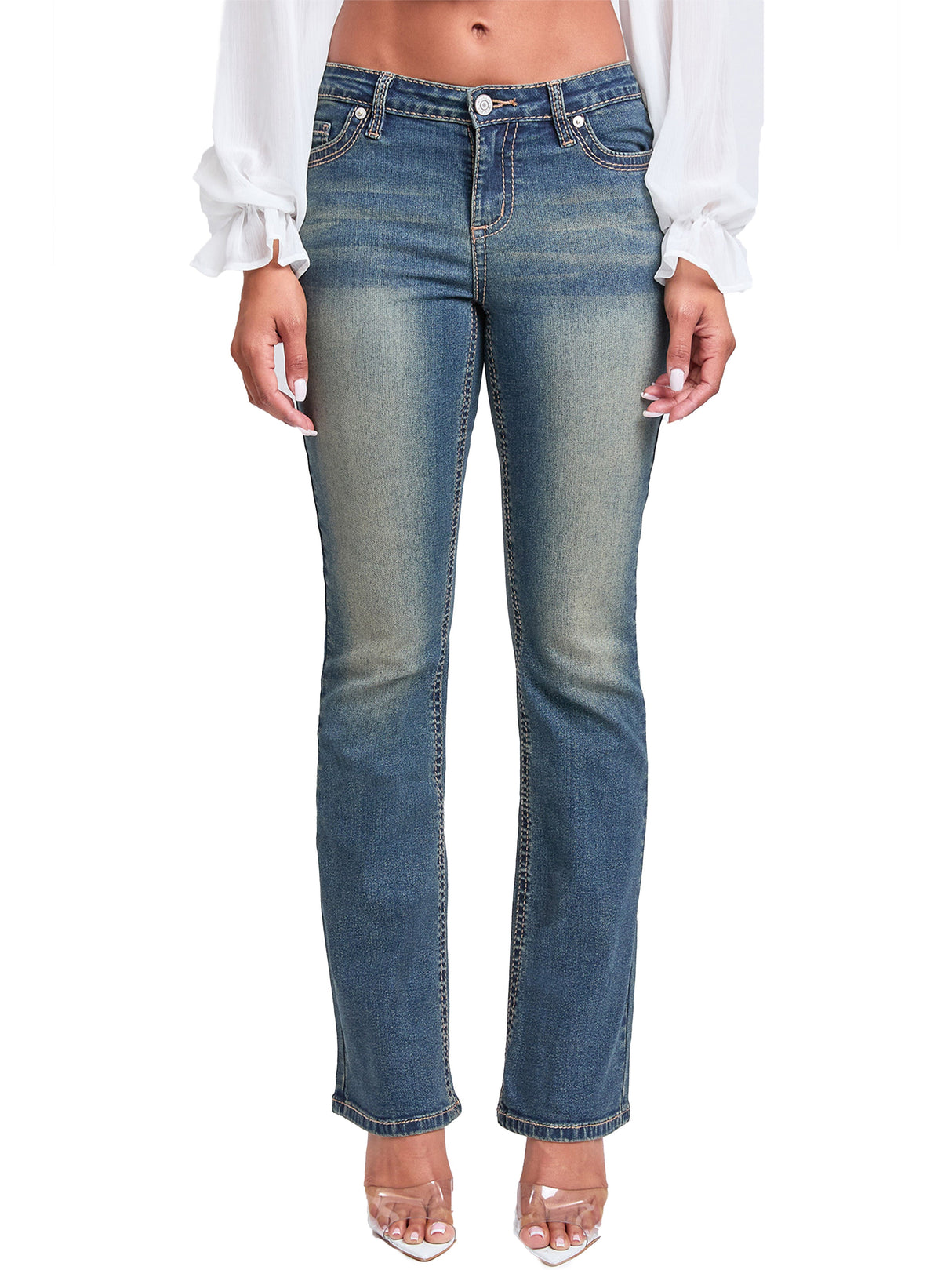 Women’s Premium Heavy Stitch Mid-Rise Bootcut Jeans From YMI JEANS