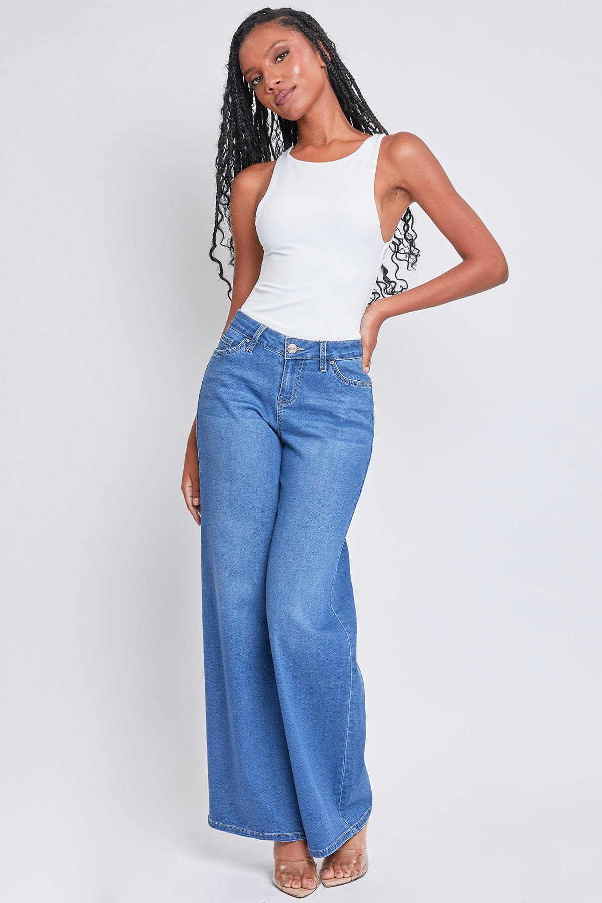 Women's Essential Low Rise Wide Leg Jeans from YMI JEANS
