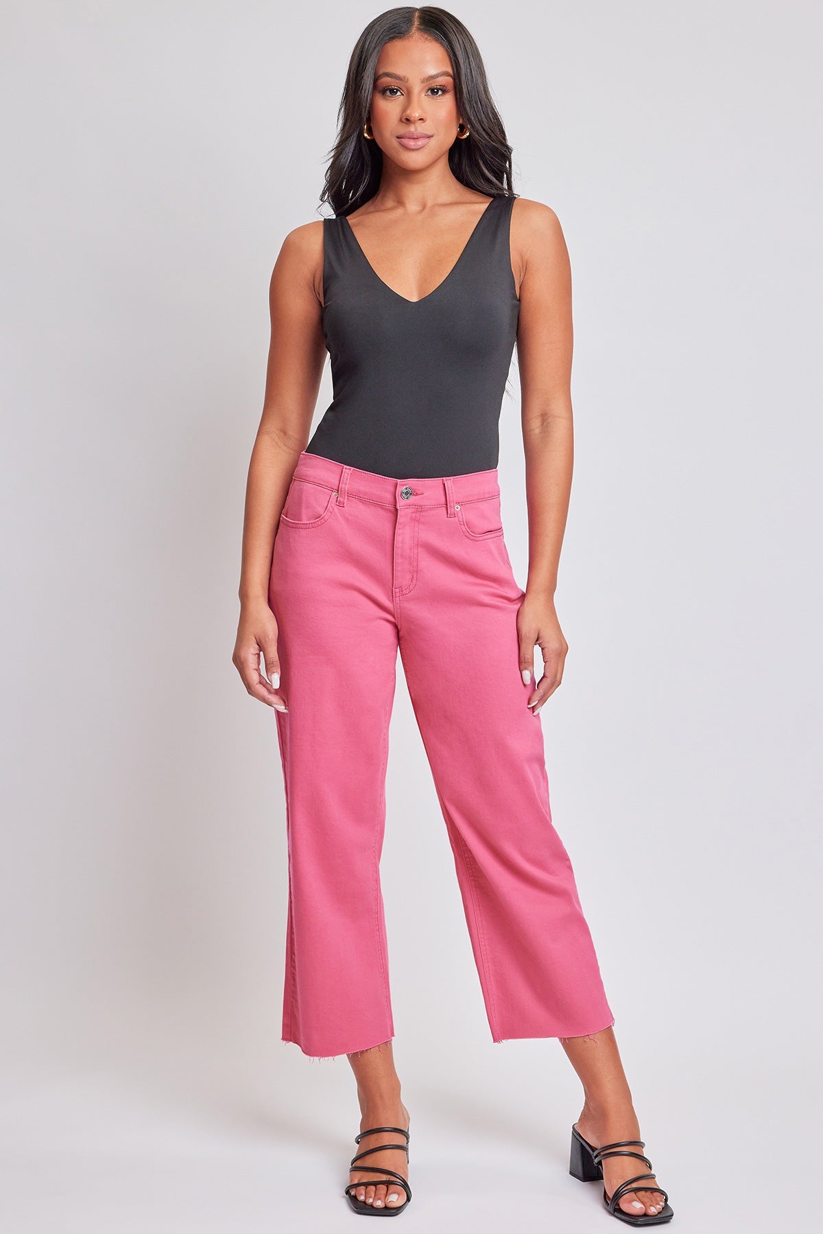 Women's High Rise Cropped Trouser Jeans Wide Leg Fit From YMI JEANS