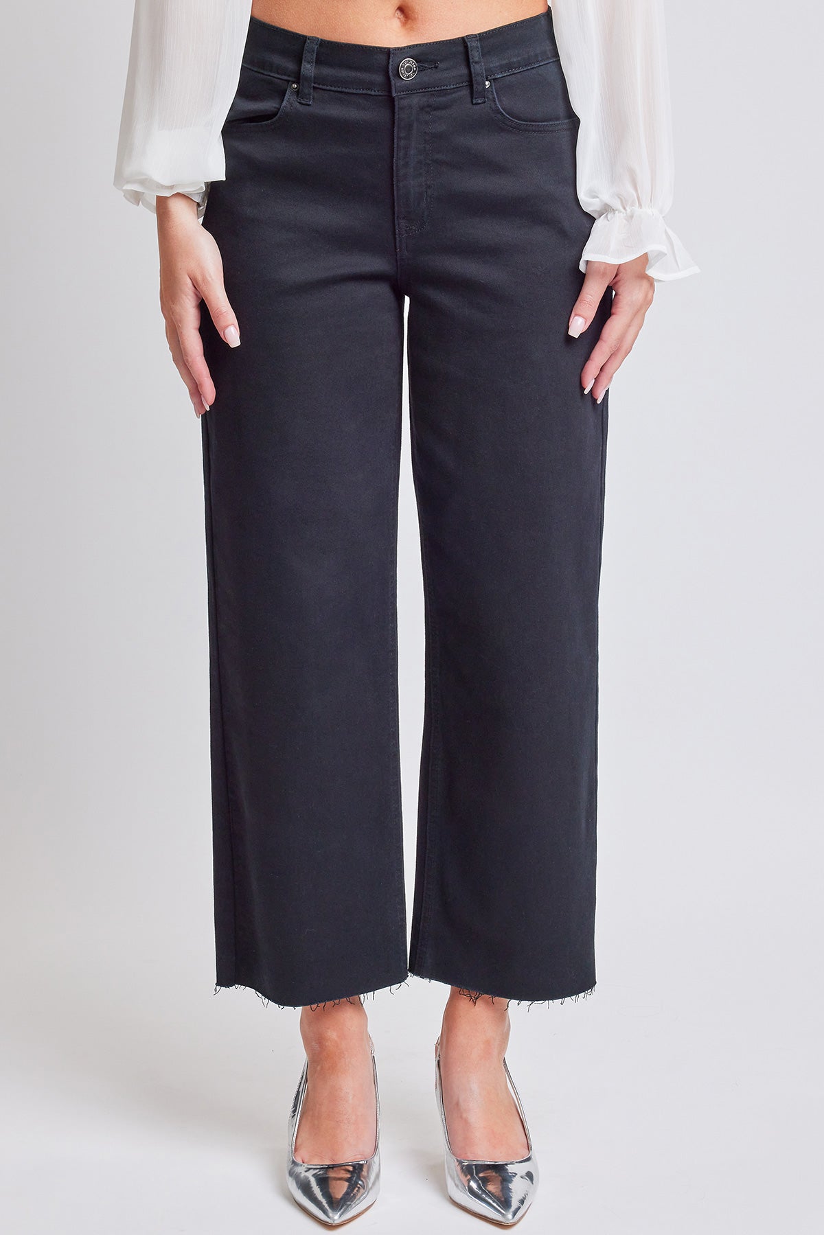 Women's High Rise Cropped Trouser Jeans Wide Leg Fit From YMI JEANS
