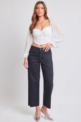 Women's High Rise Cropped Trouser Jeans Wide Leg Fit From YMI JEANS