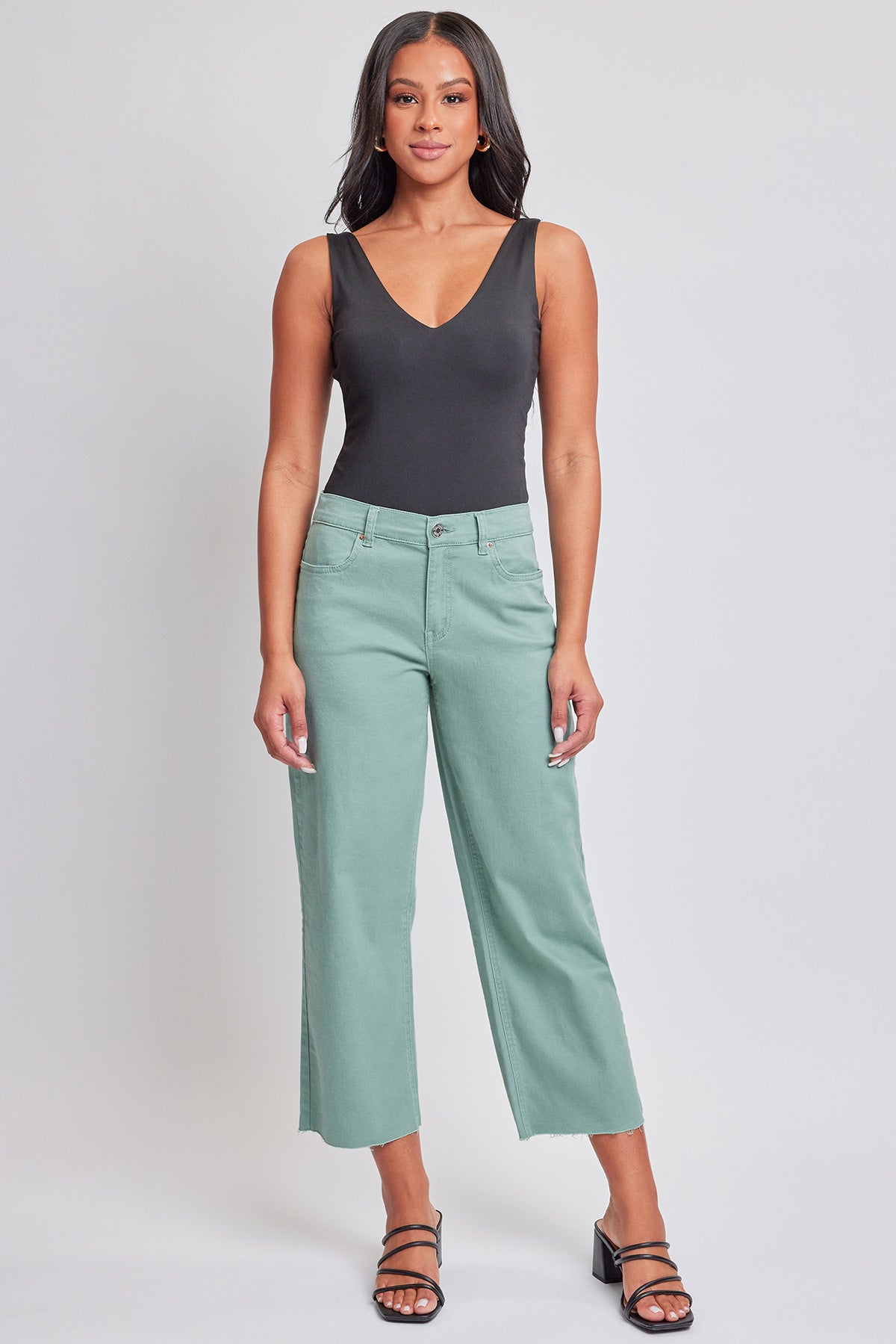 Women's High Rise Cropped Trouser Jeans Wide Leg Fit From YMI JEANS