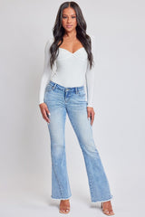 Women's Low Rise Fray Hem Flare Jeans From YMI JEANS
