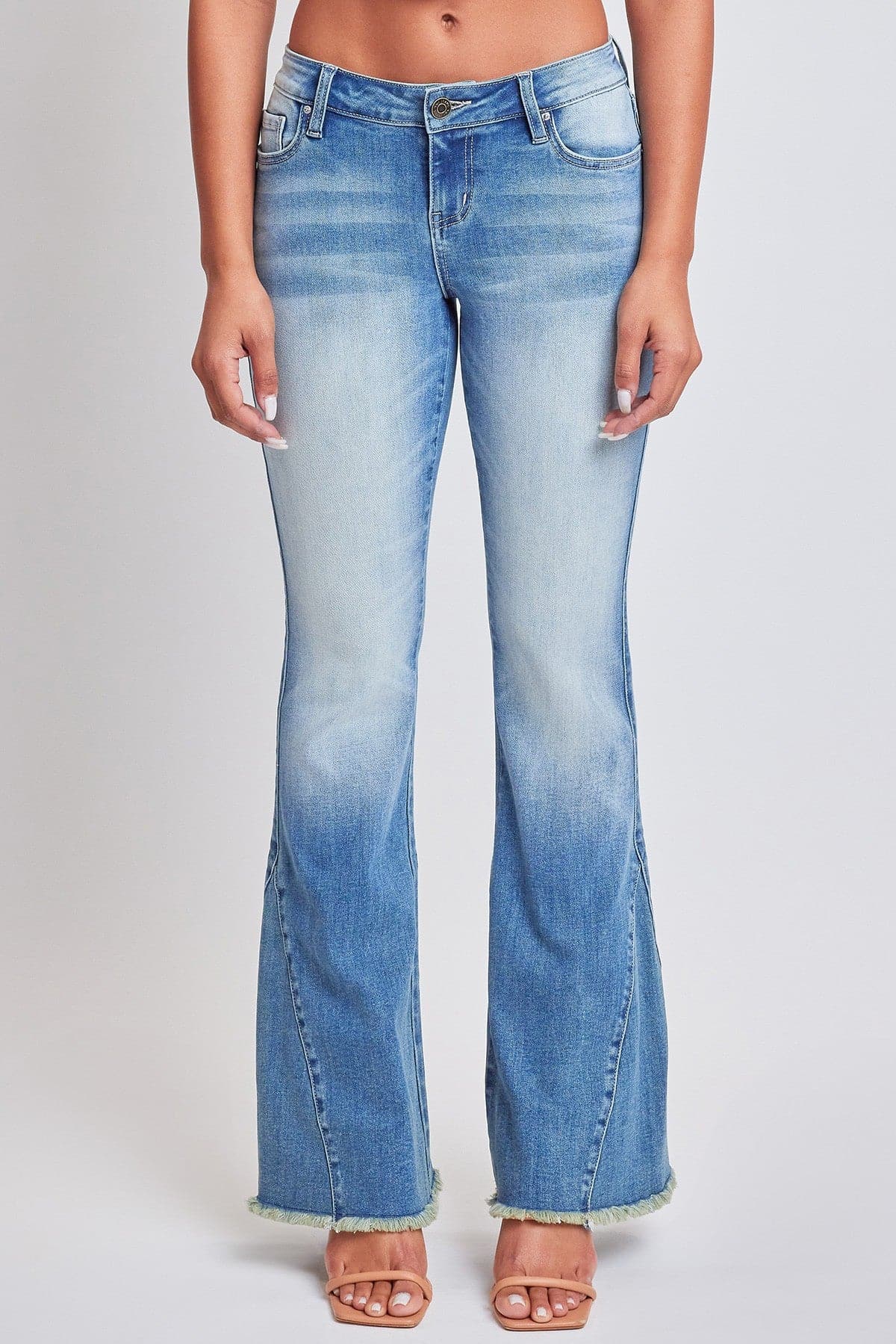 Women's Low Rise Fray Hem Flare Jeans From YMI JEANS