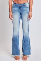 Women's Low Rise Fray Hem Flare Jeans From YMI JEANS