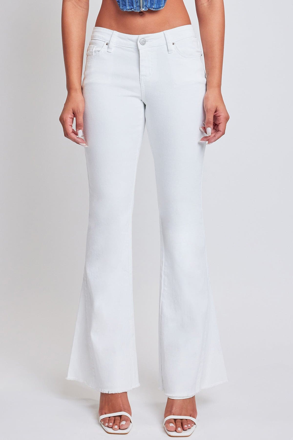 Women's Low Rise Fray Hem Flare Jeans From YMI JEANS