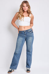 Women's Luxe Mid Rise Premium Stretch Wide Leg Jeans From YMI JEANS