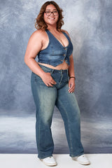 Women's Luxe Mid Rise Premium Stretch Wide Leg Jeans From YMI JEANS
