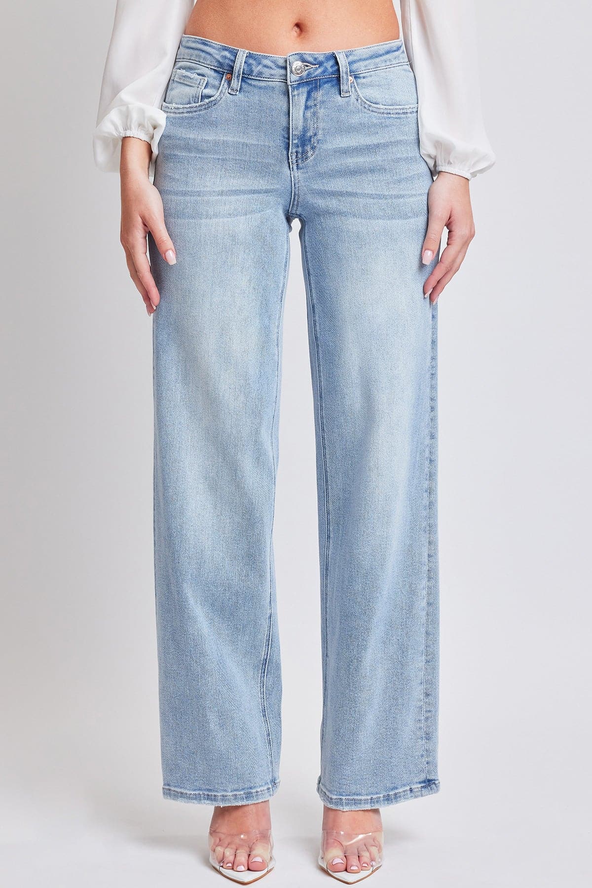 Women's Luxe Mid Rise Premium Stretch Wide Leg Jeans From YMI JEANS
