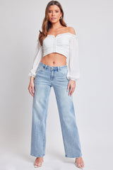 Women's Luxe Mid Rise Premium Stretch Wide Leg Jeans From YMI JEANS