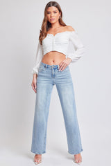 Women's Luxe Mid Rise Premium Stretch Wide Leg Jeans From YMI JEANS