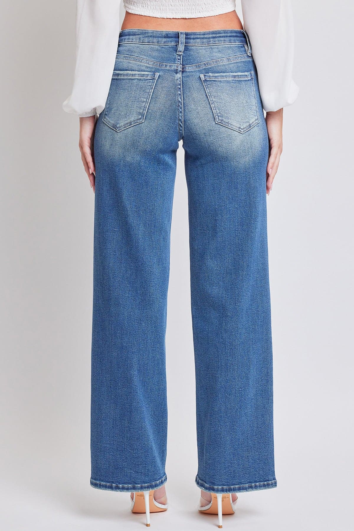 Women's Luxe Mid Rise Premium Stretch Wide Leg Jeans From YMI JEANS