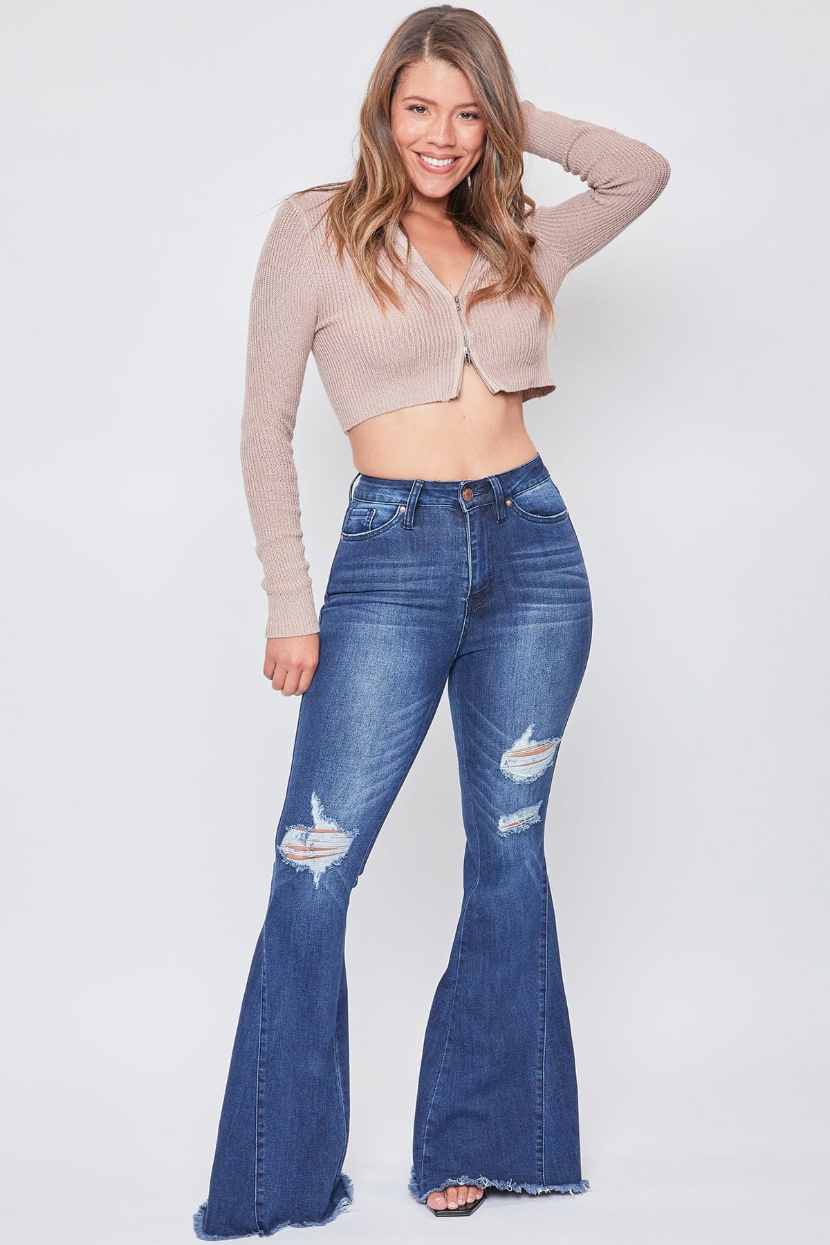 Women's Gigi  Extreme Fit & Flare Jeans-Distressed From YMI JEANS