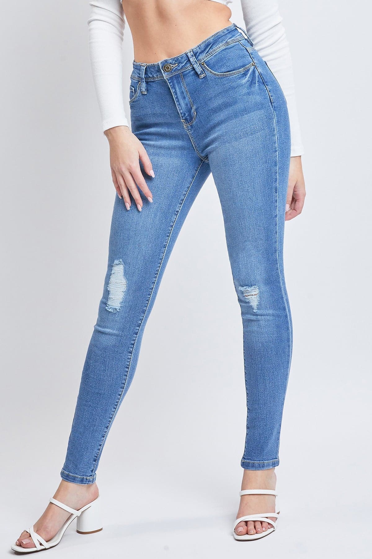 Women's Essential Sustainable Distressed Skinny Jeans from YMI JEANS