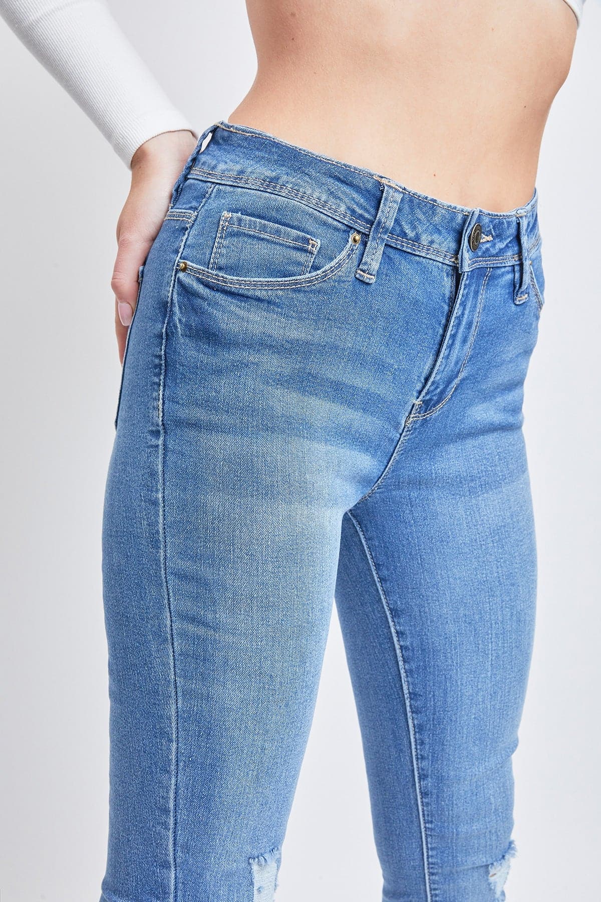 Women's Essential Sustainable Distressed Skinny Jeans from YMI JEANS