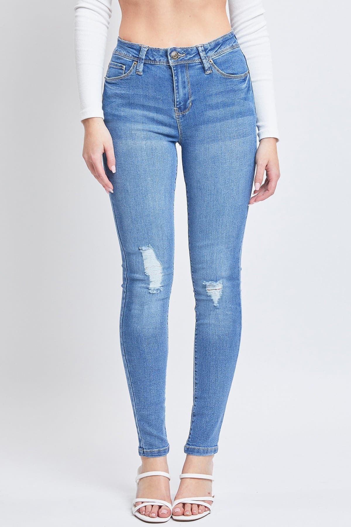 Women's Essential Sustainable Distressed Skinny Jeans from YMI JEANS