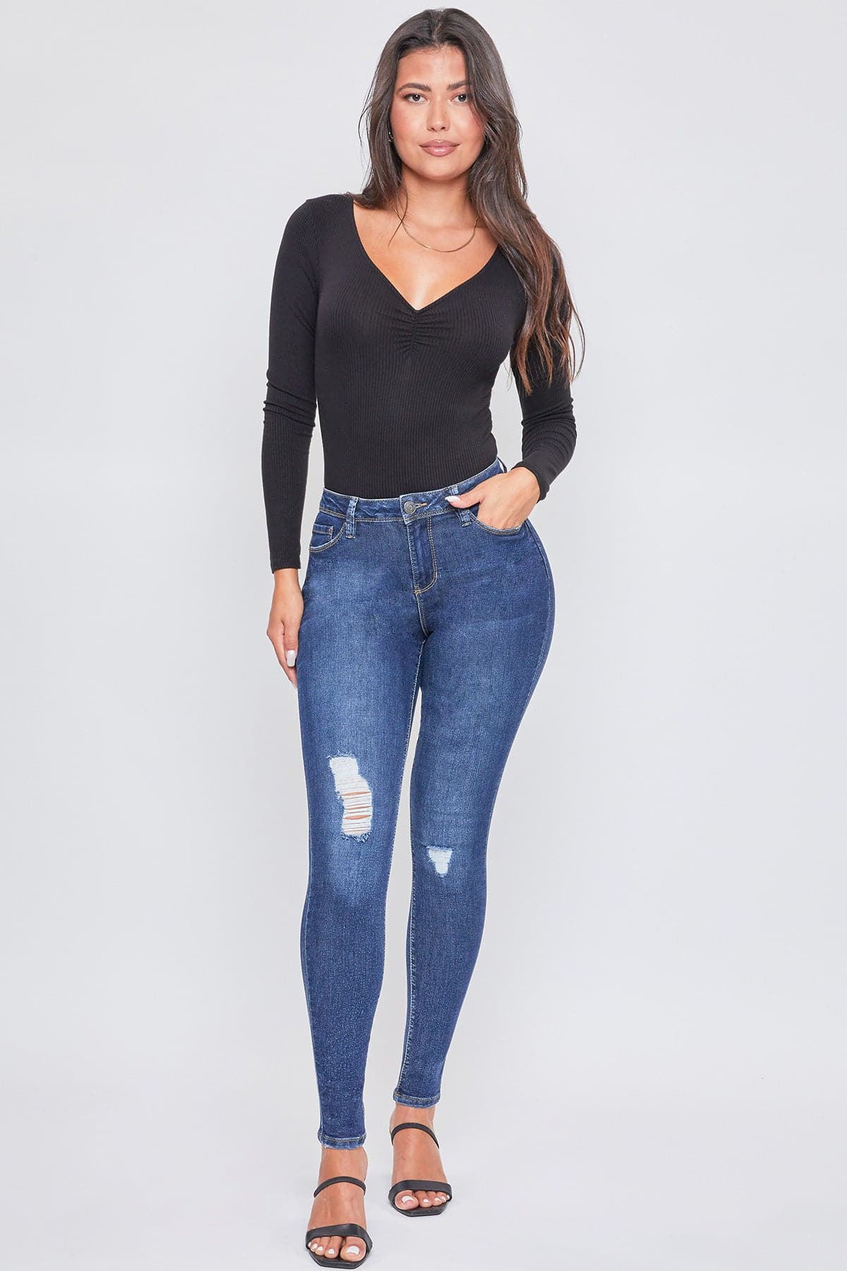 Women's Essential Sustainable Distressed Skinny Jeans from YMI JEANS