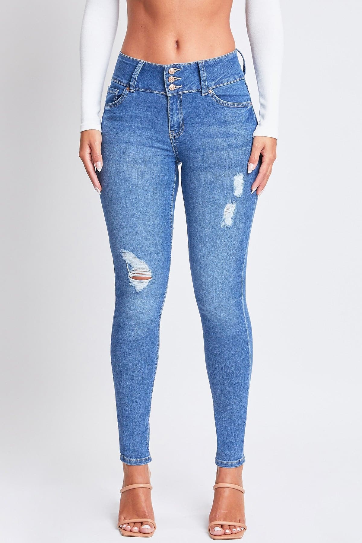 Women's Sustainable Essential Distressed Skinny Jean From YMI JEANS