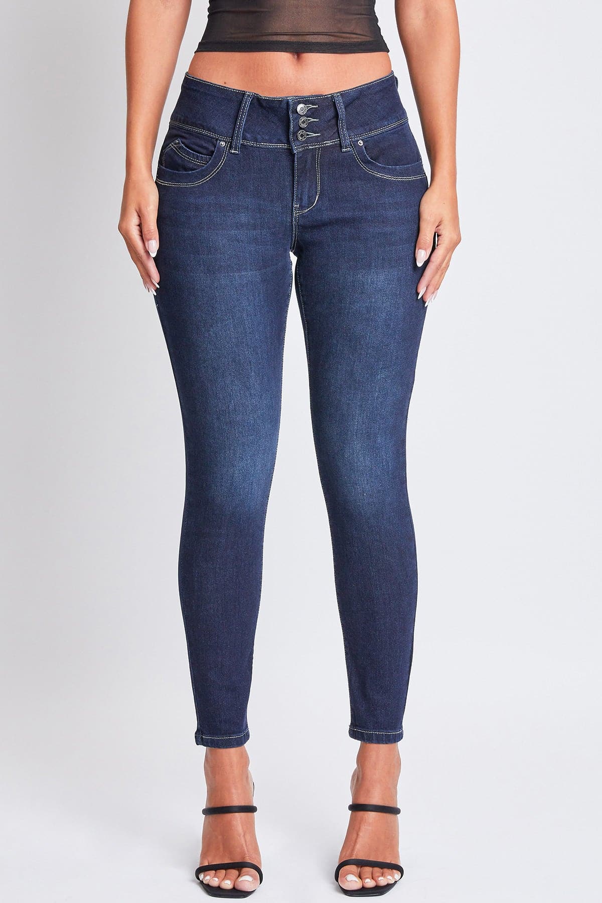 Women's Sustainable WannaBettaButt 3 Button Skinny Jeans From YMI JEANS