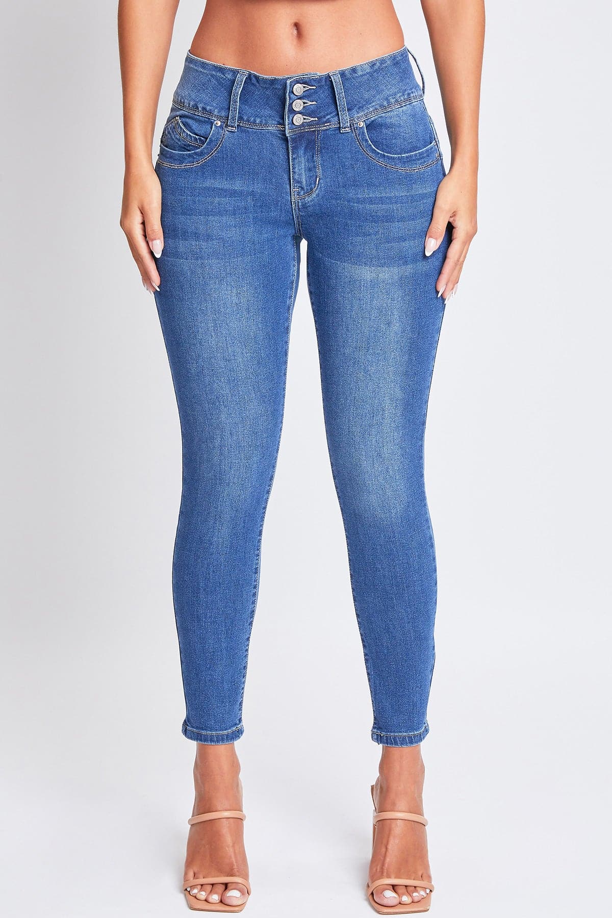 Women's Sustainable WannaBettaButt 3 Button Skinny Jeans From YMI JEANS