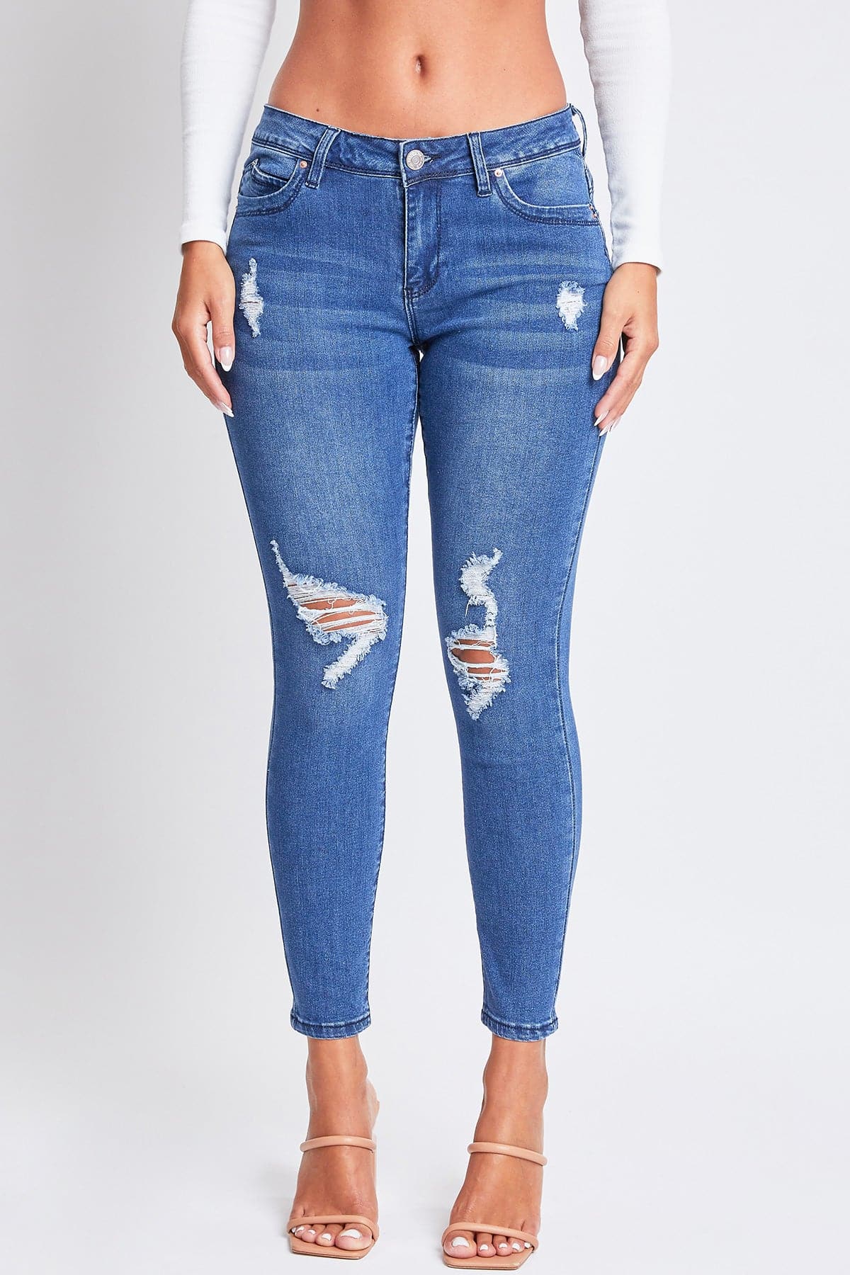 Women's Sustainable WannaBettaButt Skinny Distressed Jeans From YMI JEANS