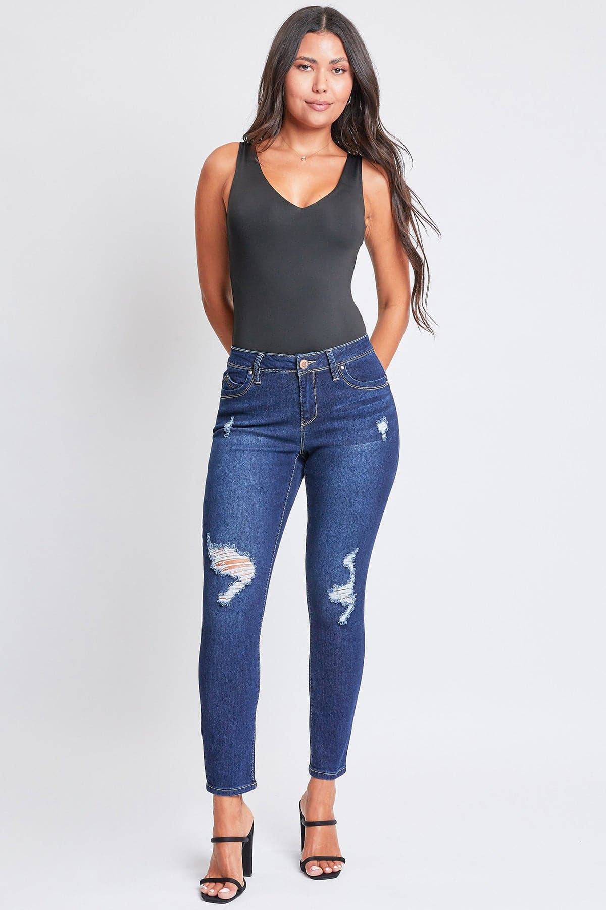 Women's Sustainable WannaBettaButt Skinny Distressed Jeans From YMI JEANS