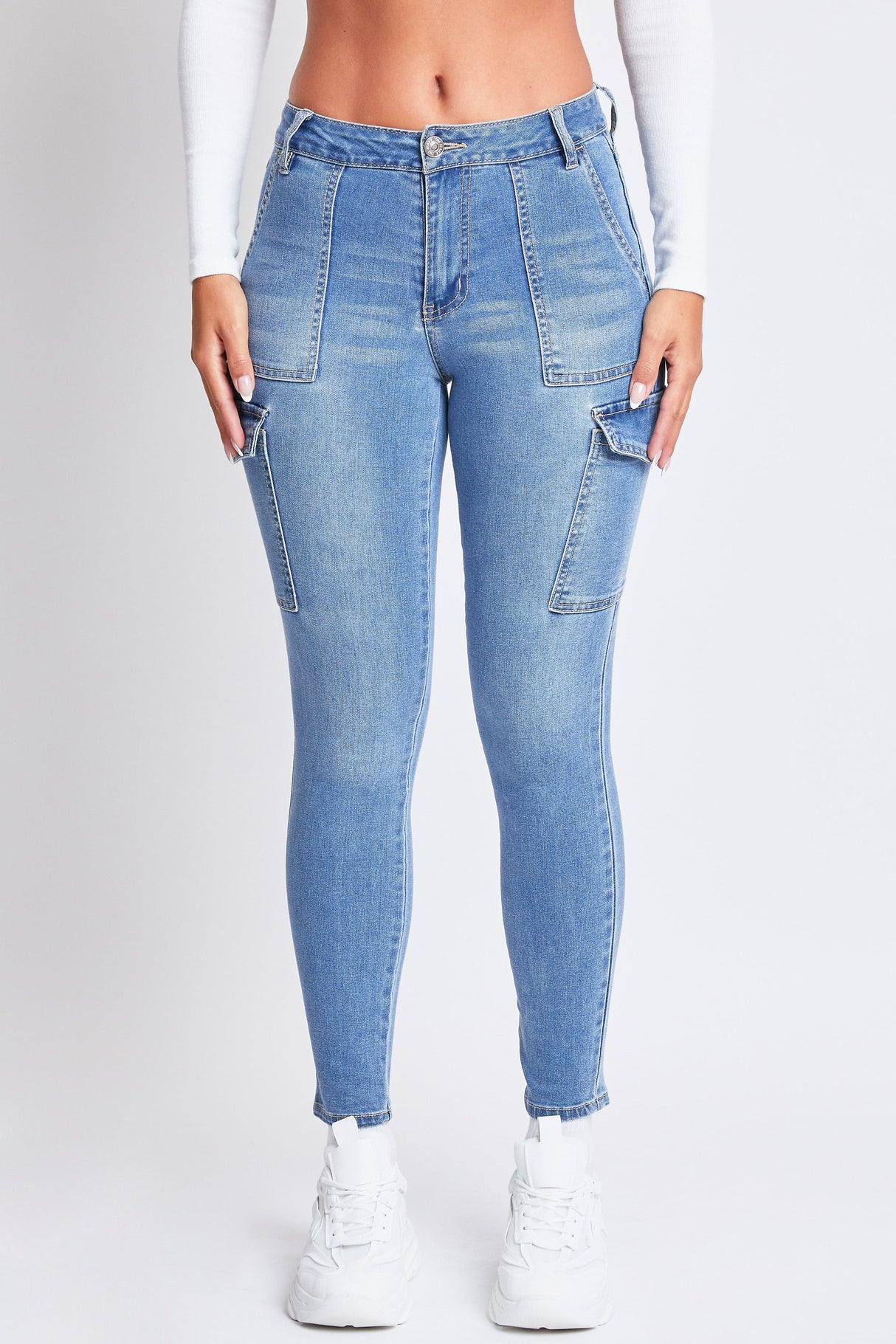 Women's High Rise Skinny Cargo Jeans from YMI JEANS