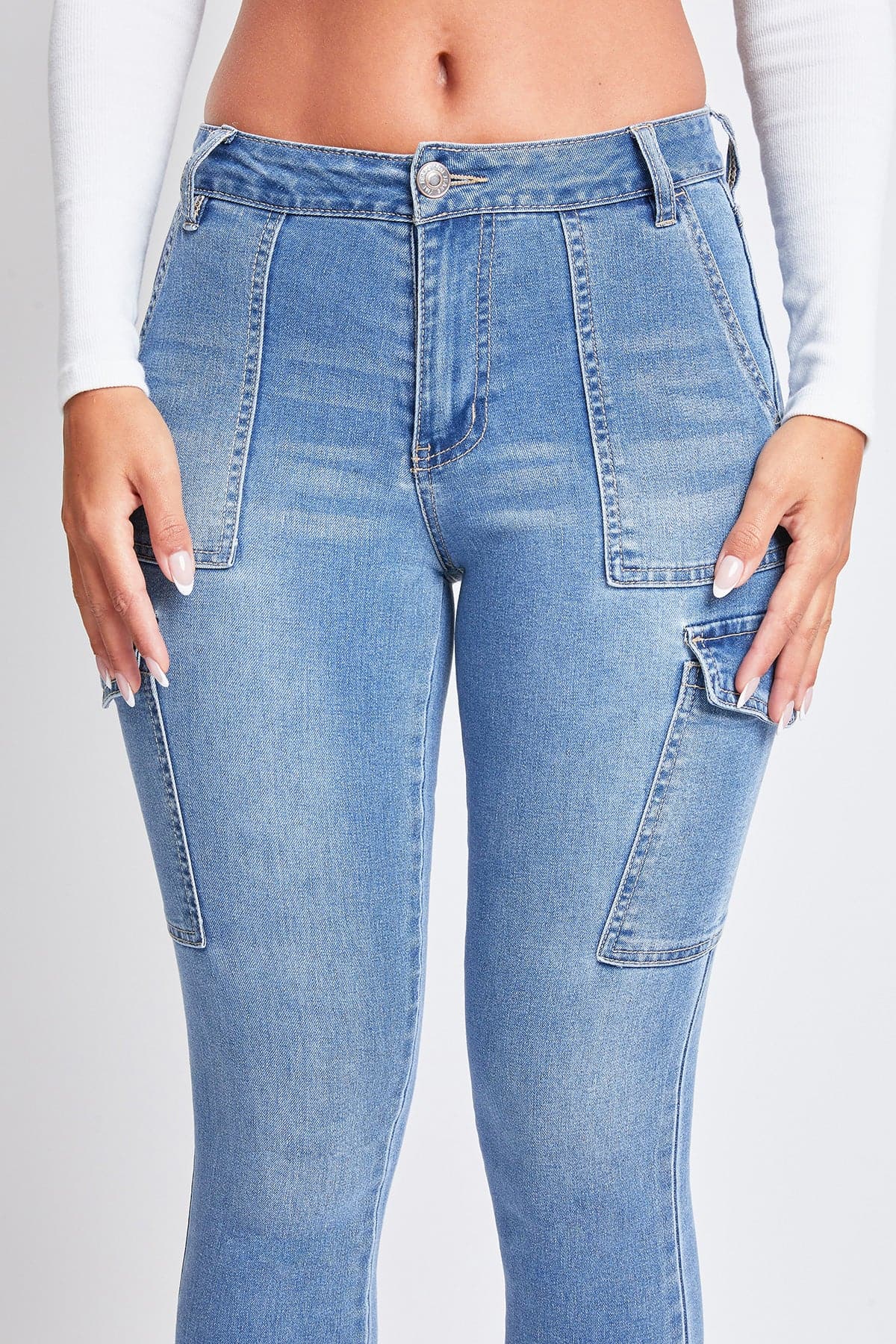 Women's High Rise Skinny Cargo Jeans from YMI JEANS