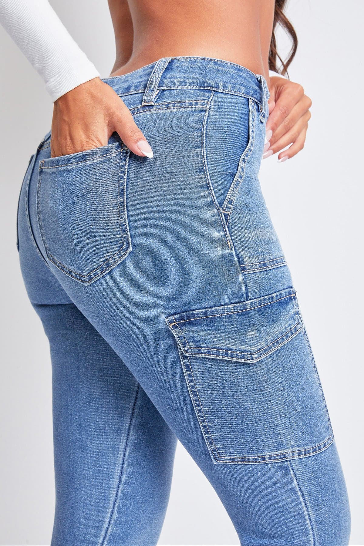 Women's High Rise Skinny Cargo Jeans from YMI JEANS