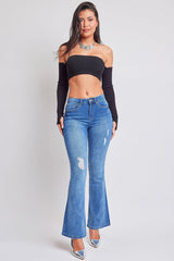 Women's Essential Distressed Flare Jeans-Distressed From YMI JEANS