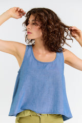 Wabi Sabi Crop Tank - Medium Wash from Porter Blue Apparel