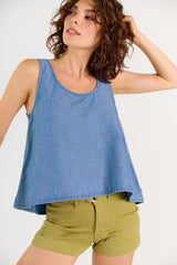 Wabi Sabi Crop Tank - Medium Wash from Porter Blue Apparel