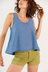 Wabi Sabi Crop Tank - Medium Wash from Porter Blue Apparel
