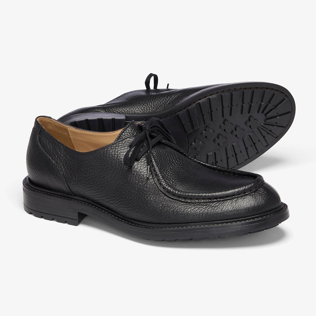 Men's Black Pebbled Leather Tuscan Derby Boot From Del Toro Shoes