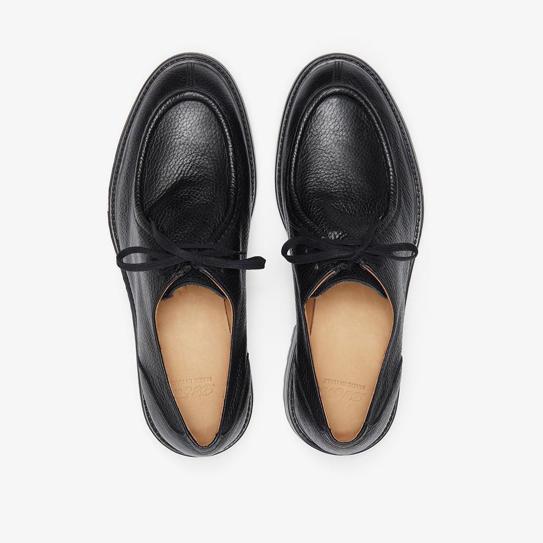 Men's Black Pebbled Leather Tuscan Derby Boot From Del Toro Shoes