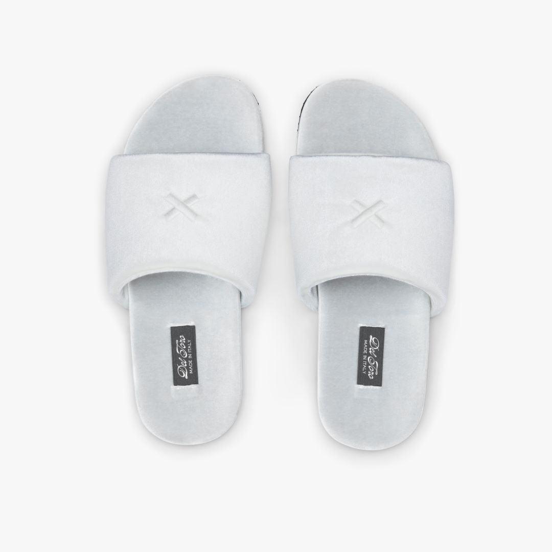 Men's Grigio & Cream Velvet House Slide from Del Toro Shoes