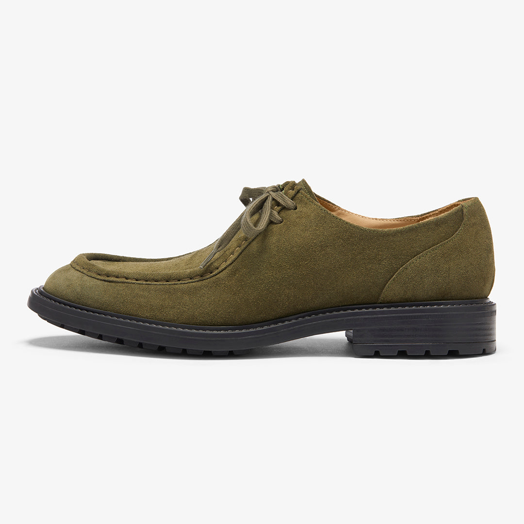 Men's Olive Suede Tuscan Derby Boot From Del Toro Shoes