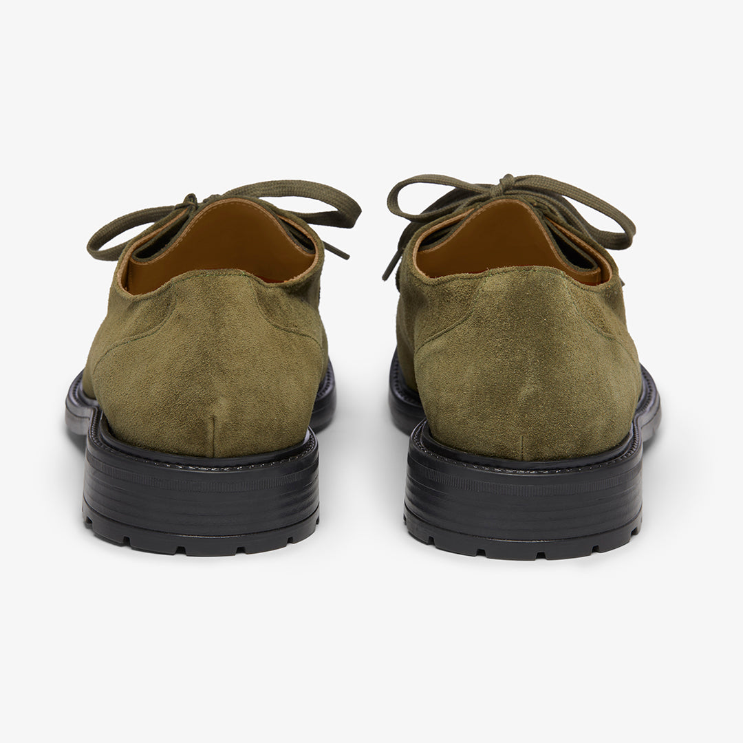 Men's Olive Suede Tuscan Derby Boot From Del Toro Shoes