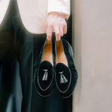 Men's Black Velvet Tassel Loafer From Del Toro Shoes