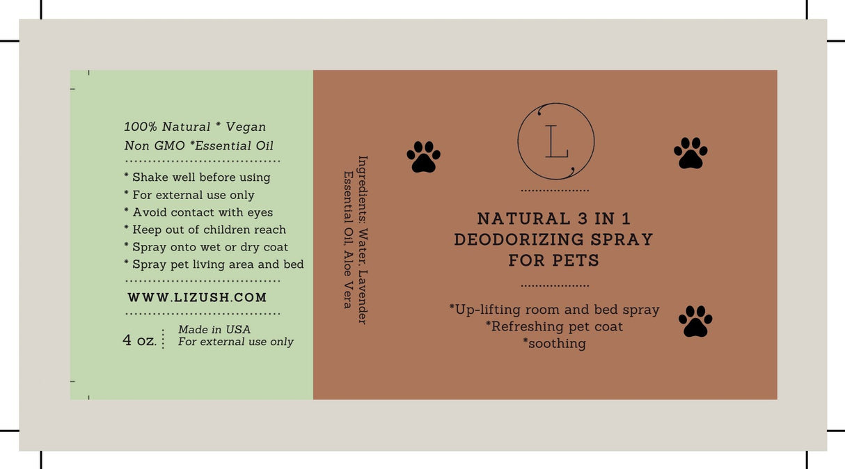 Natural Deodorizing spray for PETS from Lizush