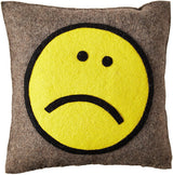 Hand Felted Wool Happy Sad Face Pillow - 20" from Arcadia Home