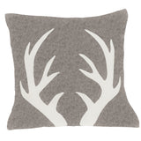 Hand Felted Wool Pillow - Cream Antlers on Gray - 20" from Arcadia Home