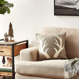 Hand Felted Wool Pillow - Cream Antlers on Gray - 20" from Arcadia Home