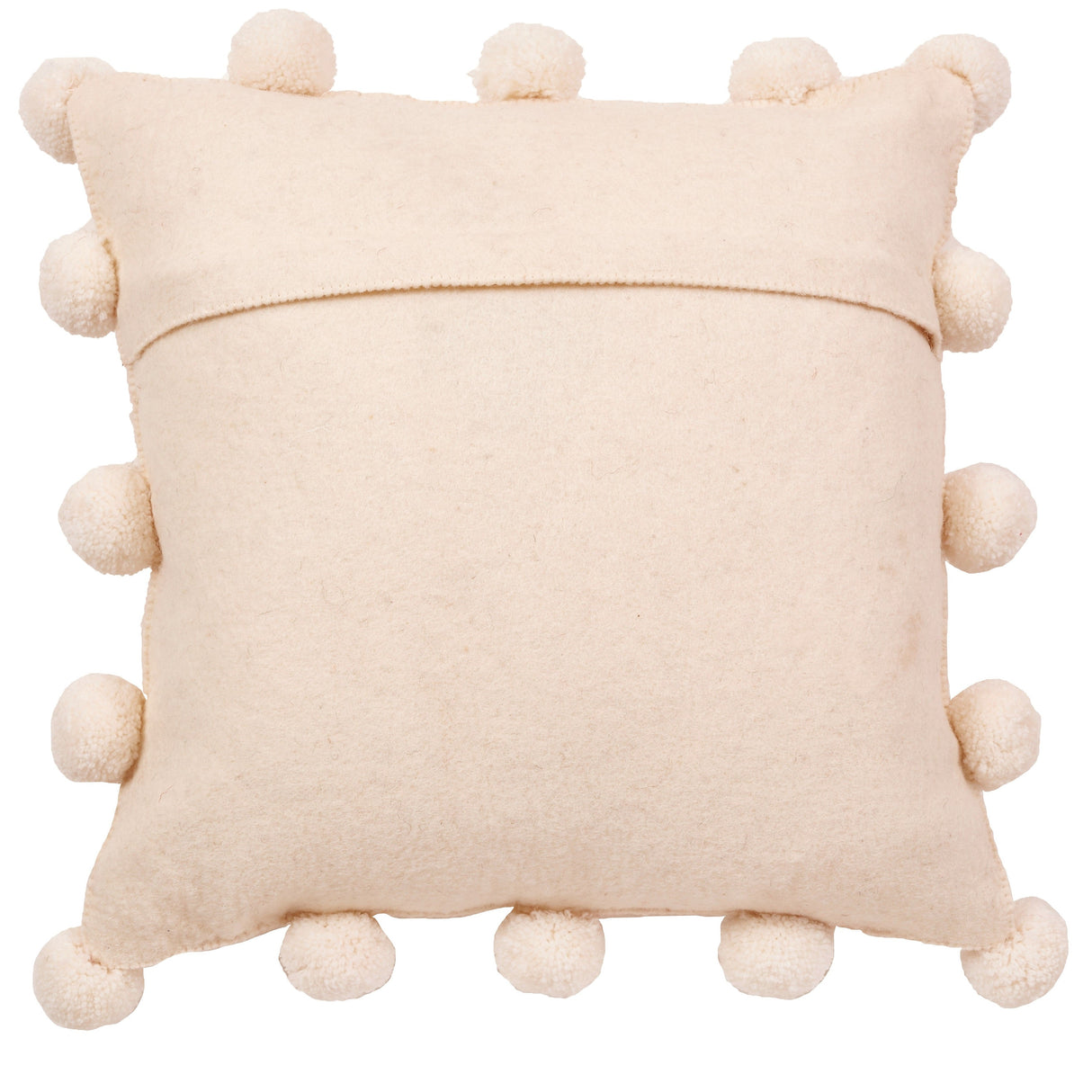 Cream Pom Poms on Cream - Hand Felted Wool Pillow - 20" from Arcadia Home