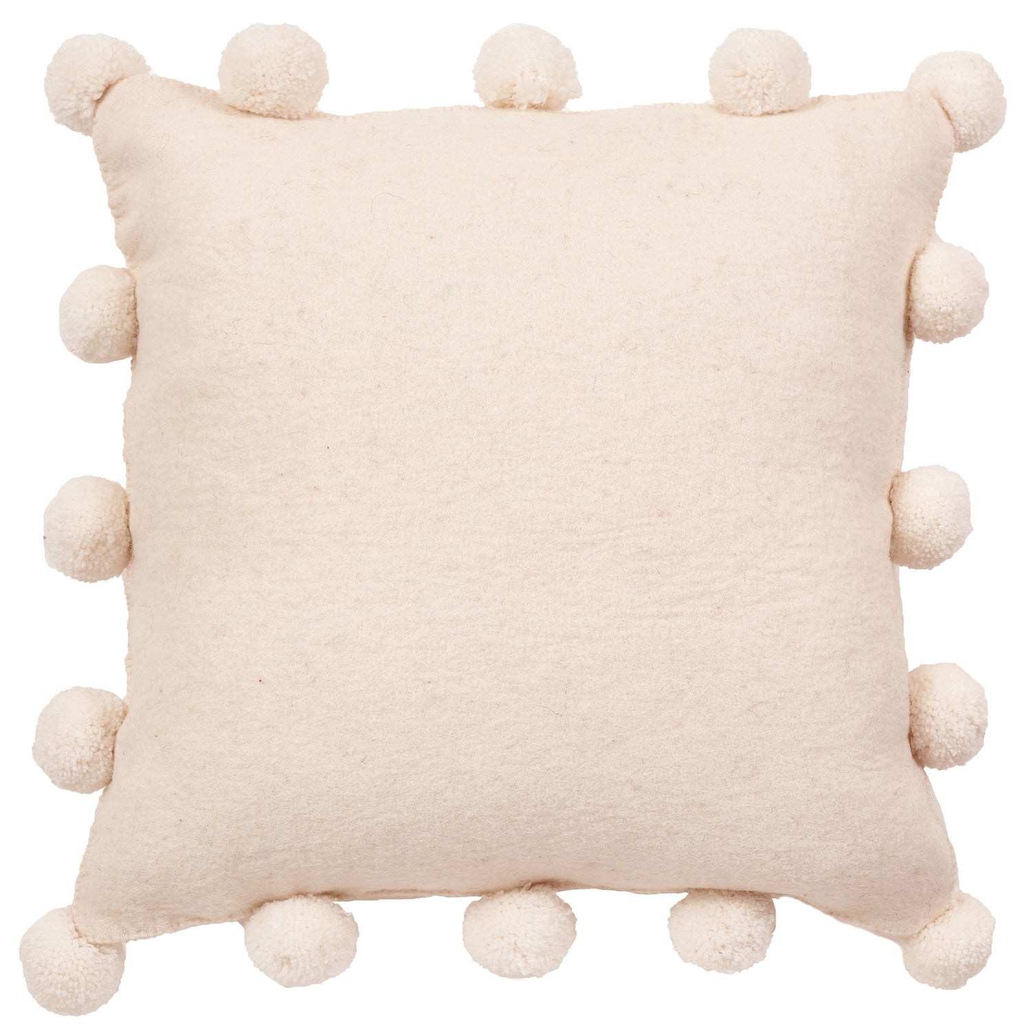 Cream Pom Poms on Cream - Hand Felted Wool Pillow - 20" from Arcadia Home