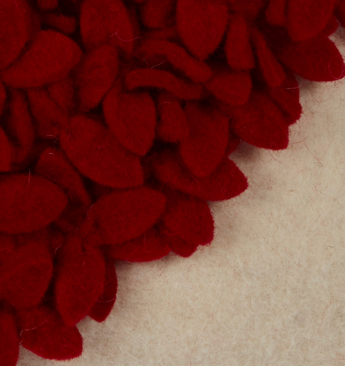 Hand Felted Wool Pillow Cover - Red Heart on Cream - 20" from Arcadia Home