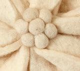Hand Felted Wool  Pillow - Cream 3D Flower on Cream – 20" from Arcadia Home