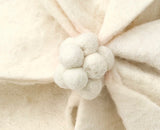 Hand Felted Wool Pillow - 3D Flower in Cream on Gray - 20" from Arcadia Home